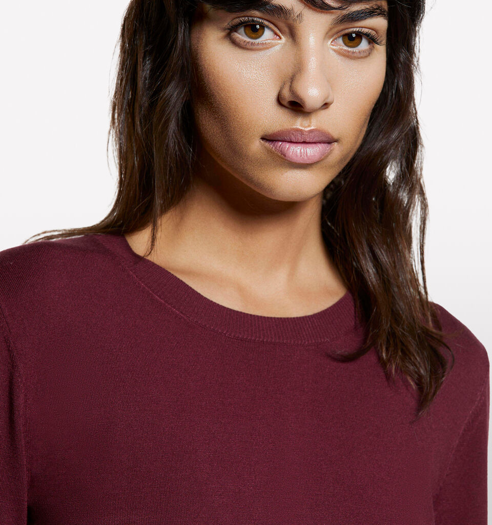 Burgundy crew neck top - women's crew neck sweaters - Burgundy | Sisley image number 4